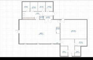 Office floor plan layout with labeled rooms.