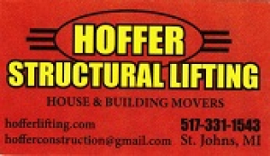 Hoffer Structural Lifting business card with contact information.